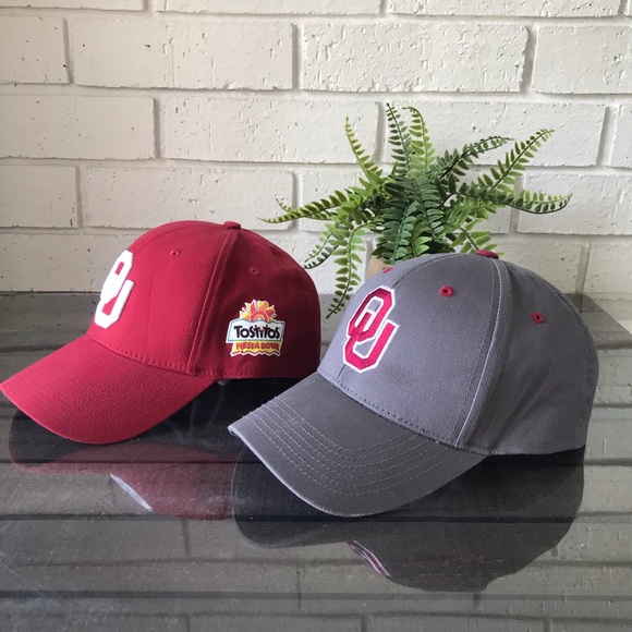 OU Sooners Baseball Hat Bundle of 2 Crimson Gray - Picture 2 of 10